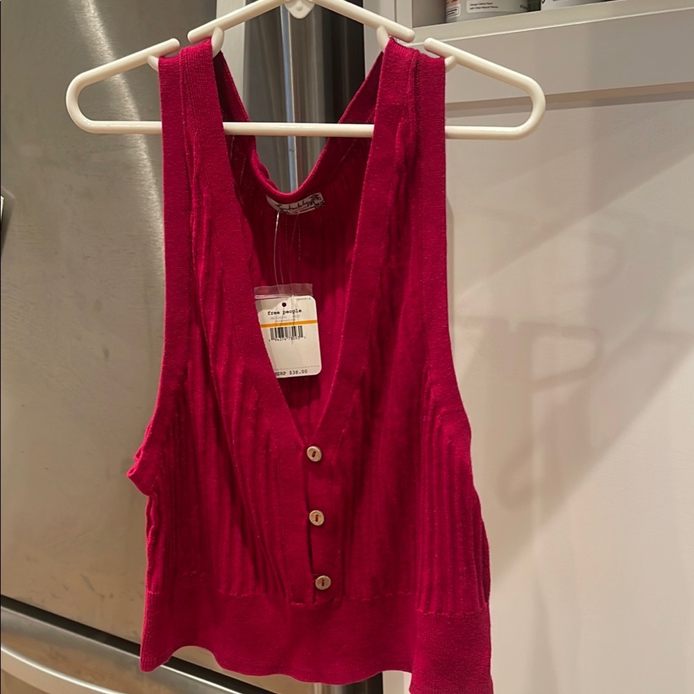 Free people intimates berry button up knit tank